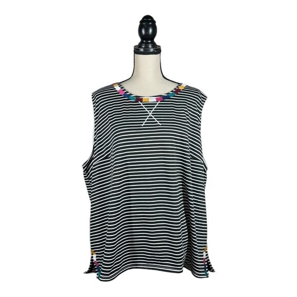 Savanna Jane Striped Tank With Colorblock Embroidery - Picture 4 of 7